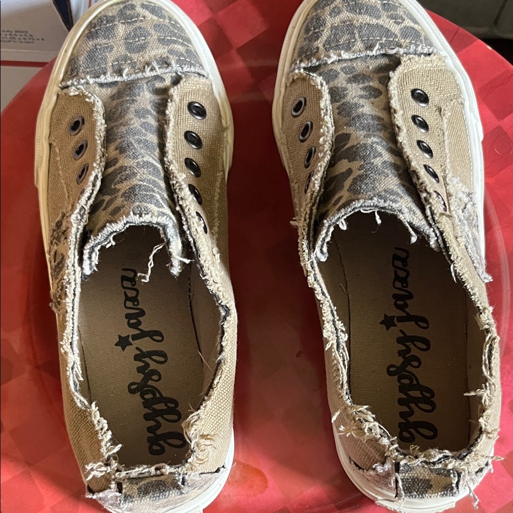 Gypsy Jazz Tan and Leopard Slip-On Shoes
